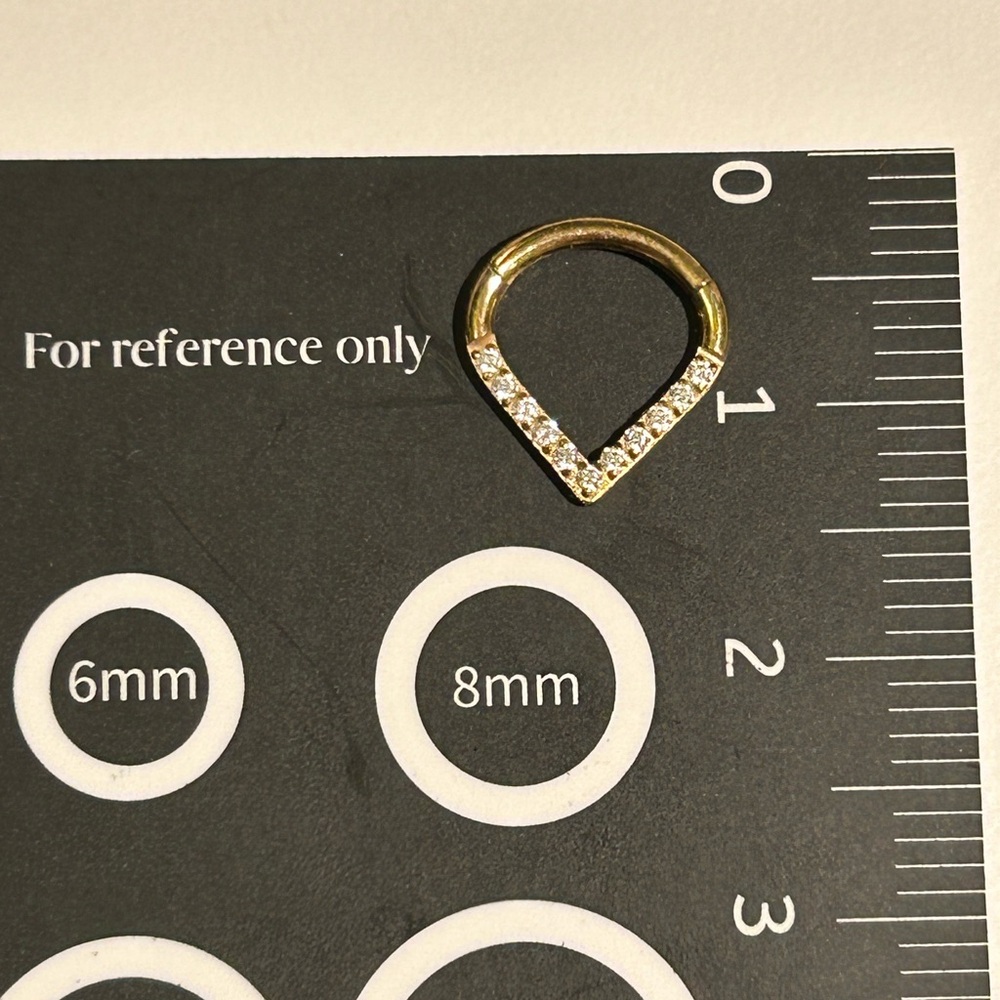 Gold and crystal chevron septum ring (8mm)